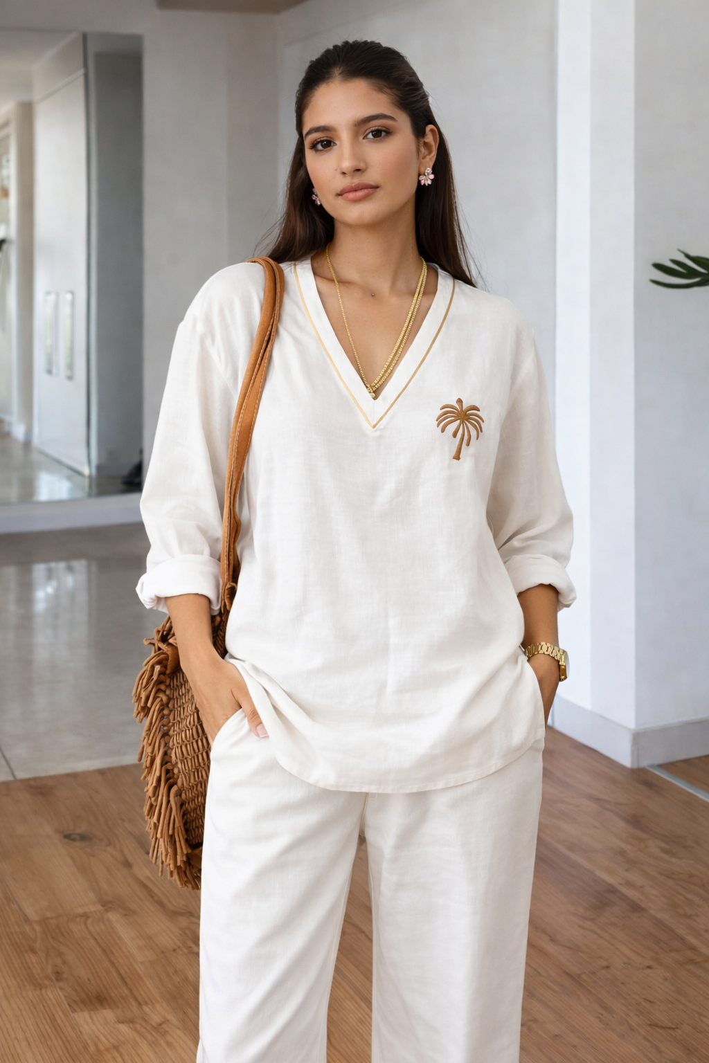 White Palm Co-ord Set